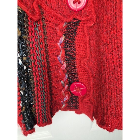 Coldwater Creek Red Patchwork Cardigan XL Teacher Christmas Party Vibes - Picture 6 of 7